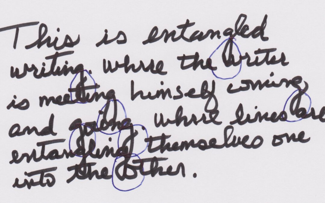 Handwritten text with circled letters.